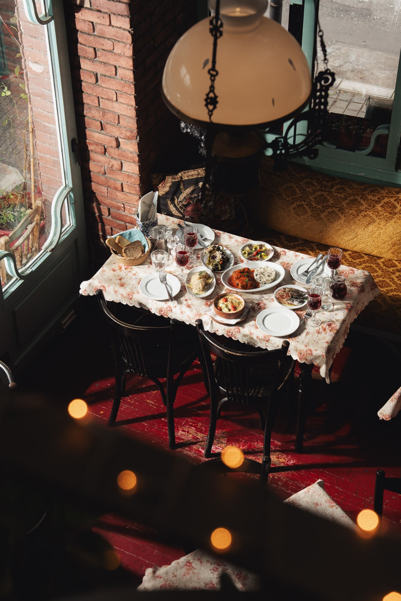 Dining table with mezze dishes