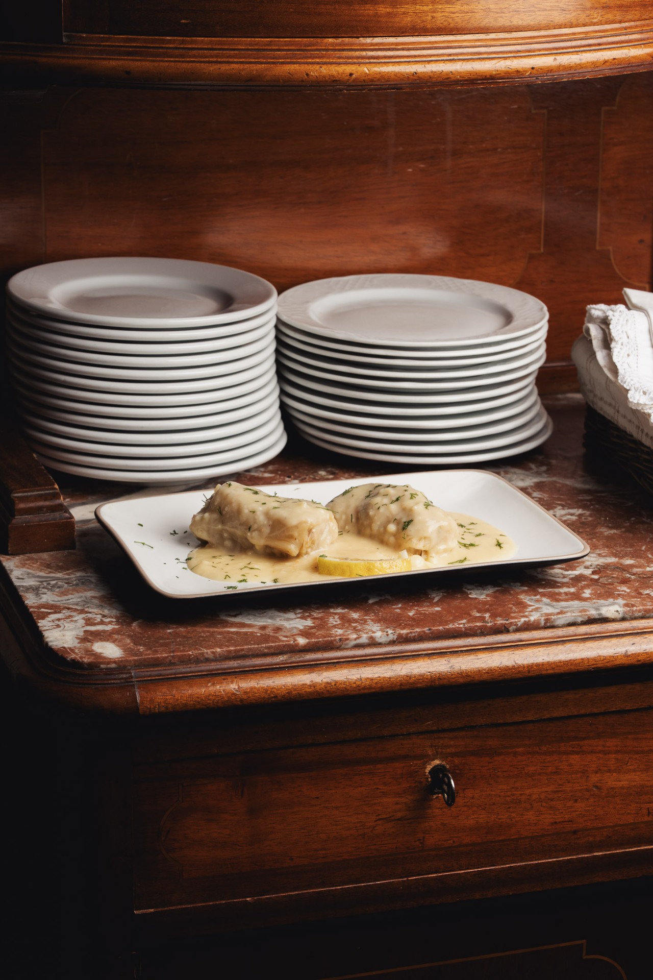 Greek dolmades with egg-lemon sauce